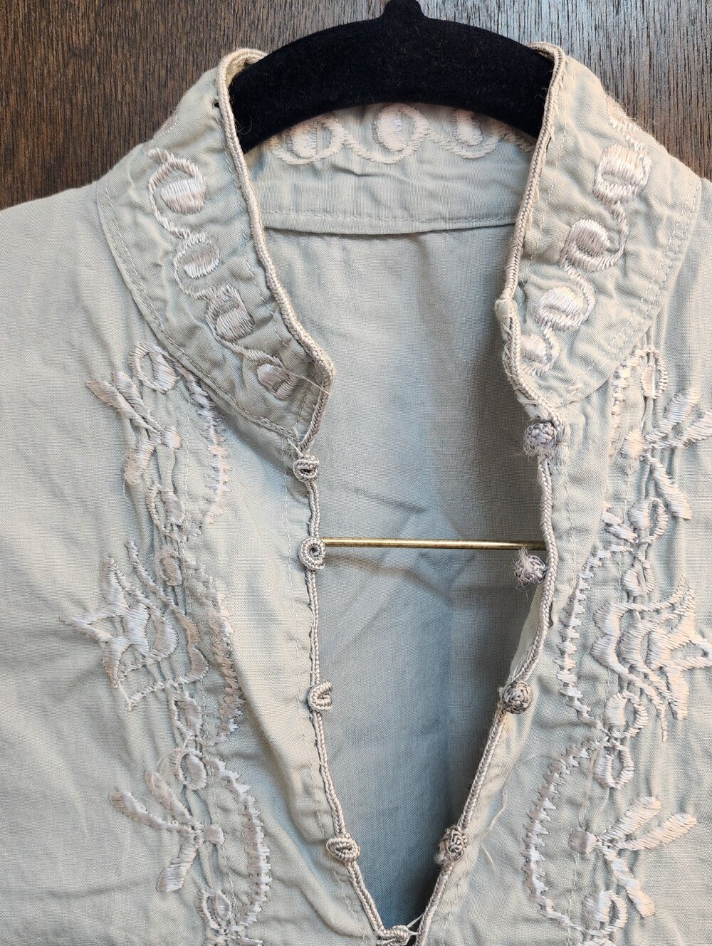 Embroidered Light Blue Embroidered Moroccan Unisex Dress Robe Gondoura P2P 45